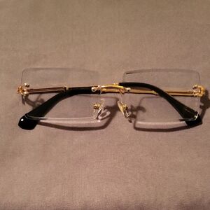 Stylish Gold and Black Rimless Glasses